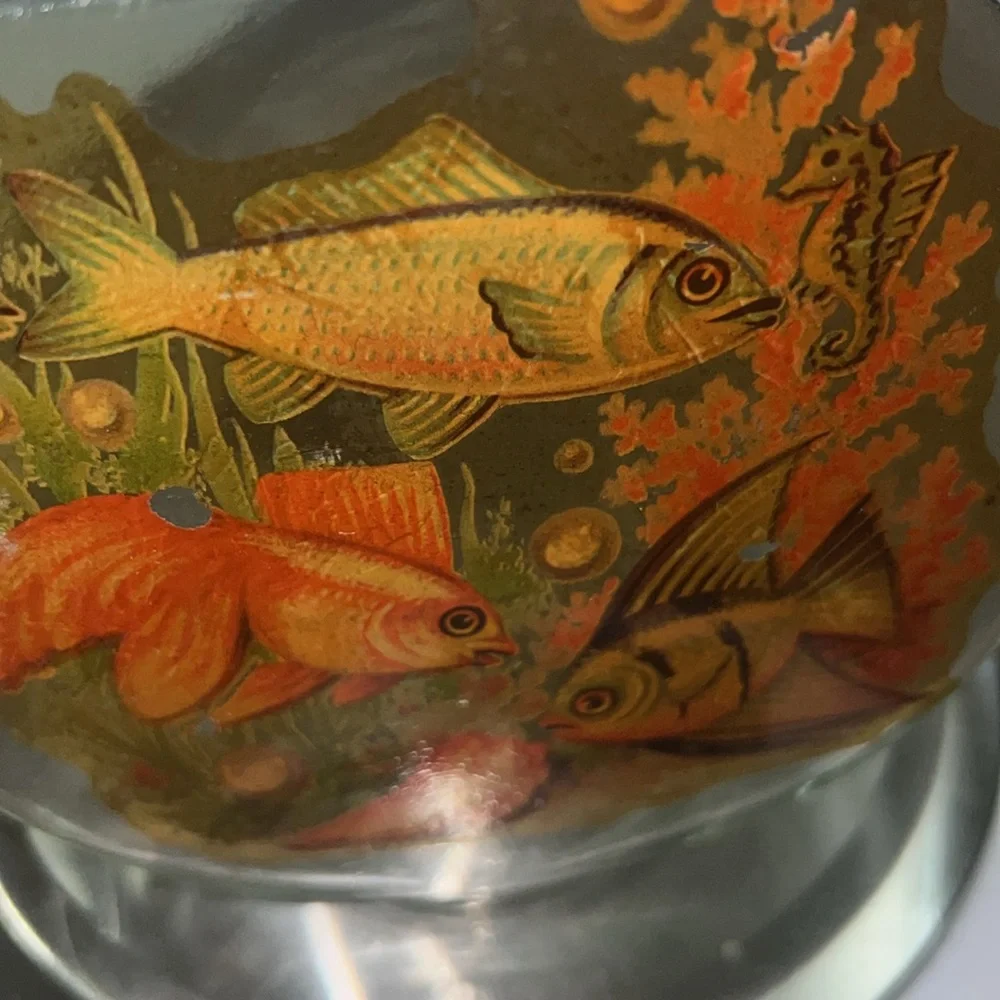 Vintage - Glass Jar - Fish Ocean Art - 5